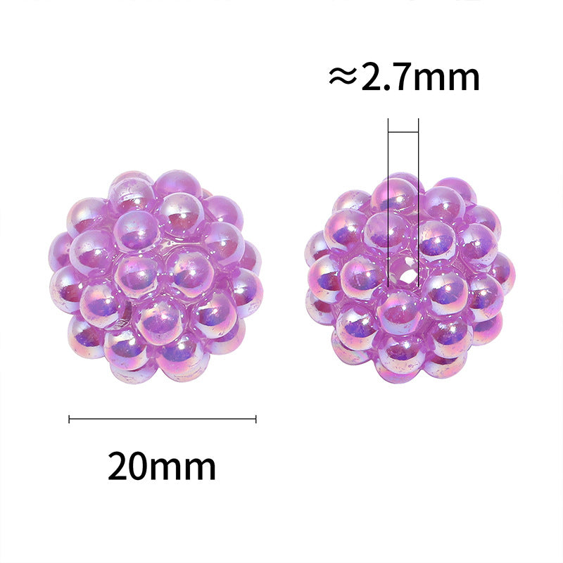 Wholesale 50pcs/pack Heavy-duty plated solid color acrylic bayberry ball through-hole round bead DIY accessories